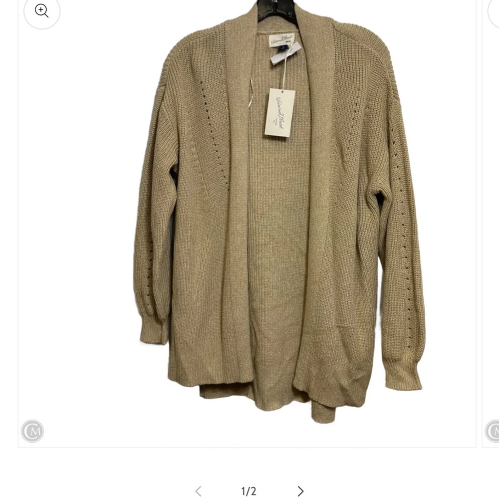 Universal Thread Women's 100% Cotton Tan Sweater Cardigan Open front Generous Sz